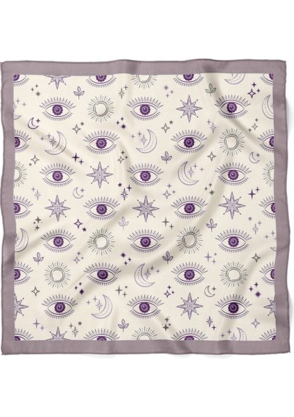 Mor Nazar Gözlü Ay Yıldız Desenli Fular modelleri