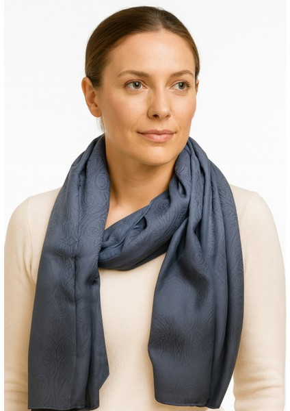 Gri Jakar Desenli Şal - Parlak Dokulu Şık Şal