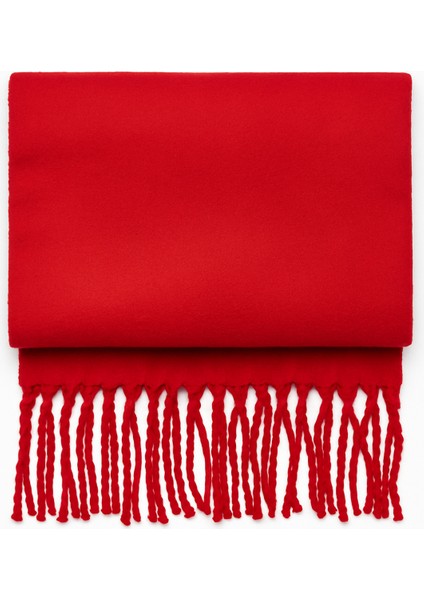 Kadın Kırmızı Püsküllü Yumuşak Dokulu Şal modelleri