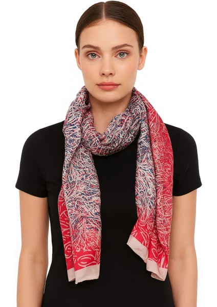 Kırmızı ve Lacivert Desenli Şal