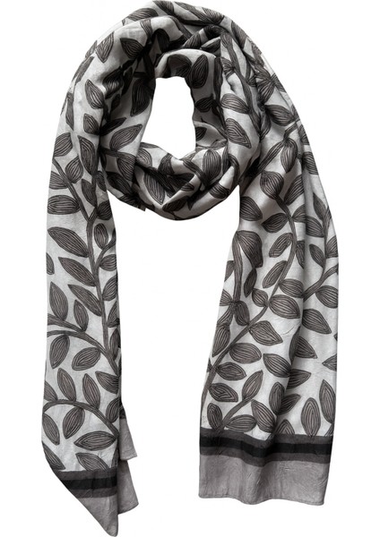 Gri Zeminli Yaprak Desenli Şal fırsatları