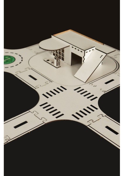 Eğitici ve Eğlenceli Ahşap Oyuncak Araç Parkuru, Yarış Pisti, Yapım ve Puzzle Seti