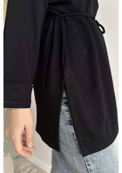 Bisiklet Yaka Yan Yırtmaç Detaylı Bel Bağlamalı Tesettür Tunik P-00019263 fırsatları