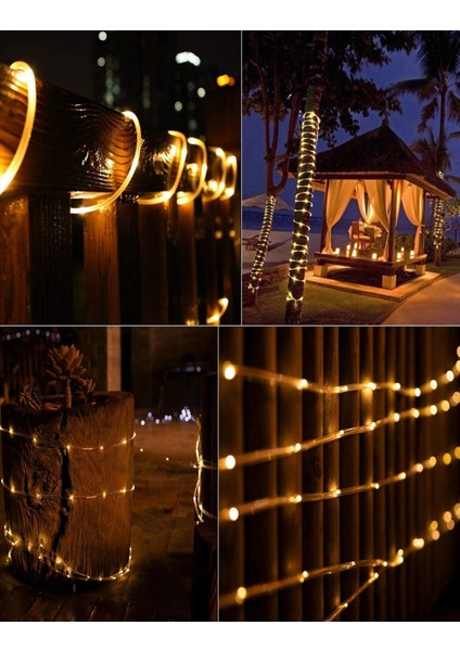 100 LED 12 Metre Sarı Flex Peri LED Işık Güneş Enerjili Solar Bahçe Balkon Ağaç Lambası Aydınlatması fiyatları