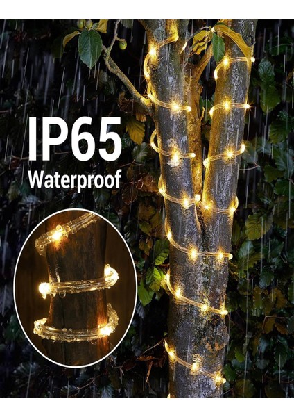 100 LED 12 Metre Sarı Flex Peri LED Işık Güneş Enerjili Solar Bahçe Balkon Ağaç Lambası Aydınlatması fırsatları