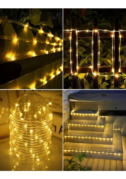 100 LED 12 Metre Sarı Flex Peri LED Işık Güneş Enerjili Solar Bahçe Balkon Ağaç Lambası Aydınlatması indirimleri