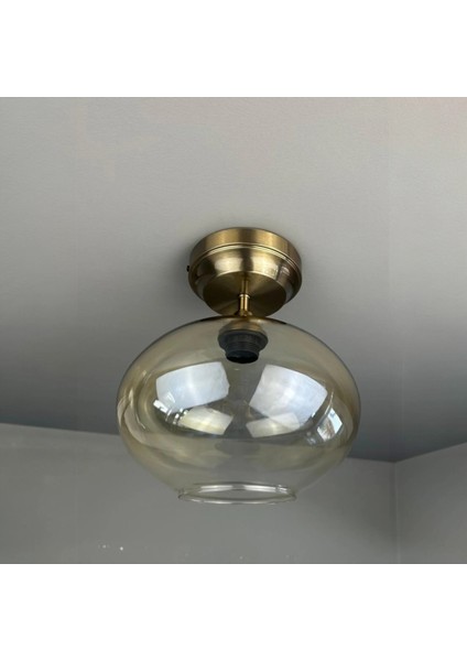 Solvia Cam Bal Rengi Kalın Piramit Başlık Tekli Avize Retro Sarkıt Lamba Salon Aydınlatma fiyatları