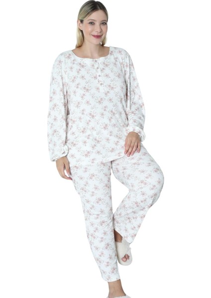 Viskon Büyük Beden Desenli Melisa Pijama Takımı %100 Pamu