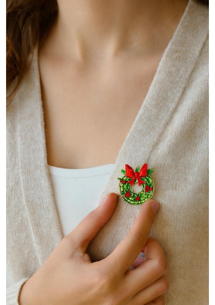 Yılbaşı Kokina Süslü Çelenk Broş Yaka Iğnesi modelleri