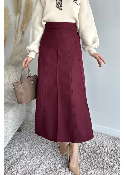 Bel Lastikli Çimalı Kaşe Tesettür Etek P-00019338