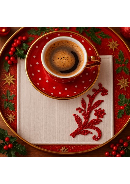 El Emeği Premium Kahve Sunum Altlığı – Nakışlı Şık Sunumluk,yılbaşı Hediyelik Özel Ürün fırsatları