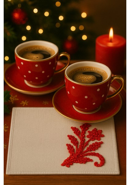 El Emeği Premium Kahve Sunum Altlığı – Nakışlı Şık Sunumluk,yılbaşı Hediyelik Özel Ürün indirimleri