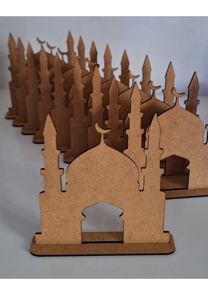 10 Adet Ahşap Cami Maket Boyama Seti, Dini Aktivite ve Eğitim Malzemesi