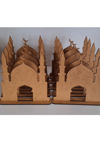 10 Adet Ahşap Cami Maket Boyama Seti, Dini Aktivite ve Eğitim Malzemesi