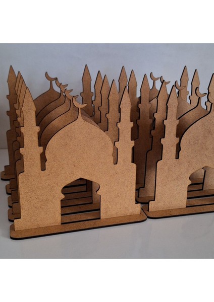 10 Adet Ahşap Cami Maket Boyama Seti, Dini Aktivite ve Eğitim Malzemesi
