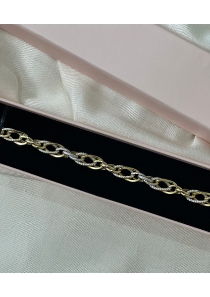 925 Ayar Gümüş 14 Ayar Altın Kaplama Örgü Zincir Bileklik fiyatları