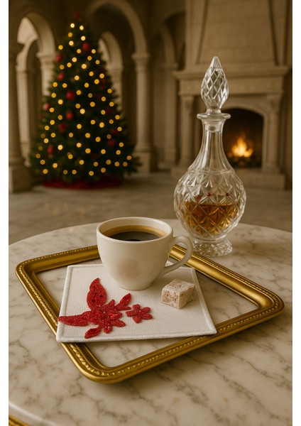 El Emeği Premium Kahve Sunum Altlığı – Nakışlı Şık Sunumluk,yılbaşı Hediyelik Özel Ürün fırsatları