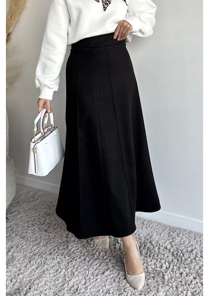 Bel Lastikli Çimalı Kaşe Tesettür Etek P-00019338