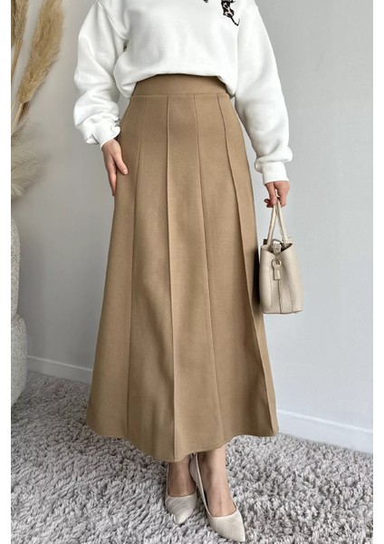 Bel Lastikli Çimalı Kaşe Tesettür Etek P-00019338 fiyatları