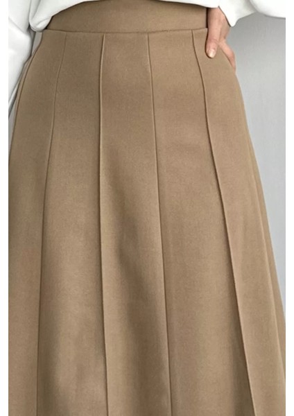 Bel Lastikli Çimalı Kaşe Tesettür Etek P-00019338 modelleri