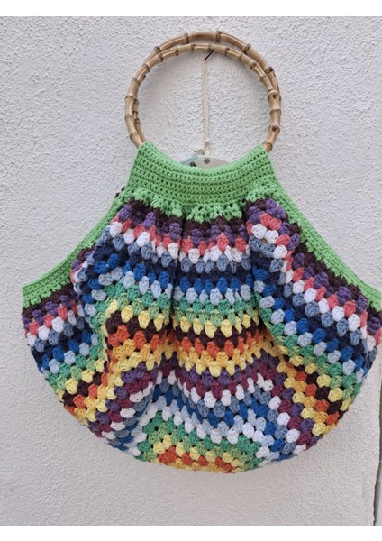 34X36 Çok Renkli Koton Iplik Astarlı Bambu Saplı Çanta-Koton El Örgüsü Astarlı Çanta-Bambu Saplı Çok Renkli Koton El Örgüsü Çanta fiyatları