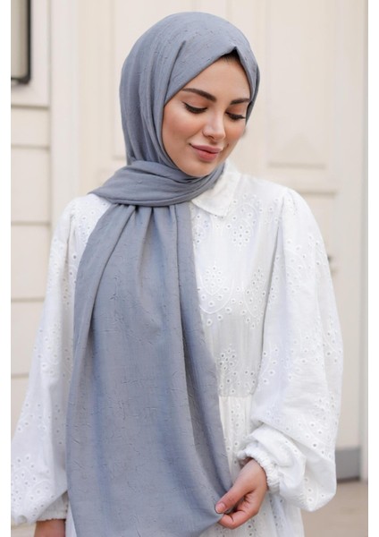 Gümüş Mavi Bambu Kreş Şal