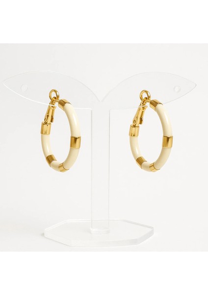 Çift Renkli Kemik Halka Küpe