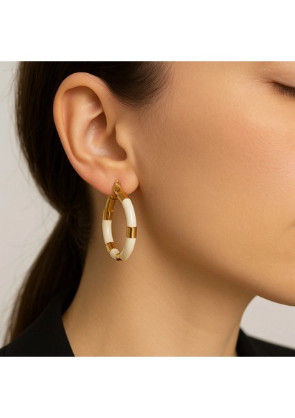 Çift Renkli Kemik Halka Küpe fiyatları