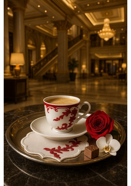 El Emeği Premium Kahve Sunum Altlığı – Nakışlı Şık Sunumluk,yılbaşı Hediyelik Özel Ürün