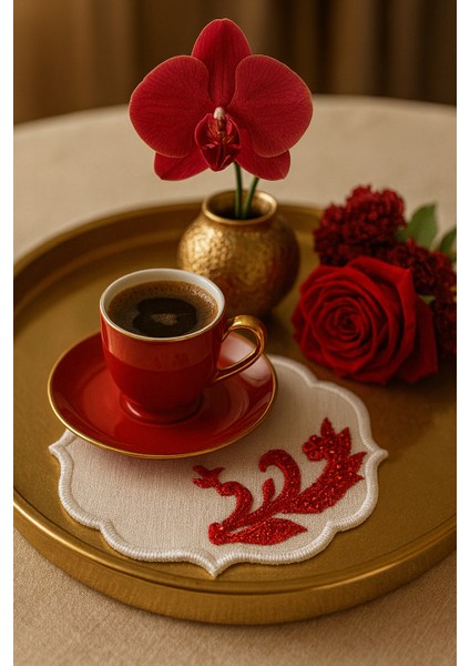 El Emeği Premium Kahve Sunum Altlığı – Nakışlı Şık Sunumluk,yılbaşı Hediyelik Özel Ürün fırsatları