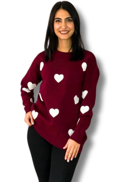 Kadın Bisiklet Yaka Kalpli Triko Kazak fiyatları