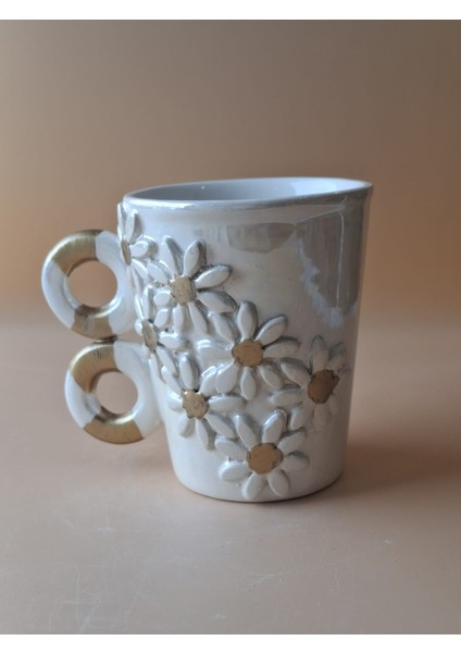 Gold Yaldızlı Çiçekli Kupa 200 ml