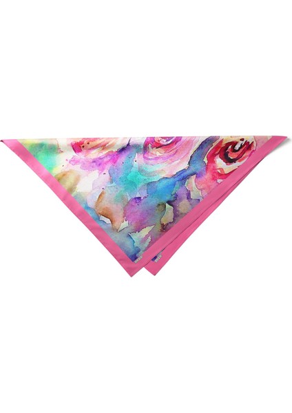 Sulu Boya Gül Desenli Bandana Fular indirimleri