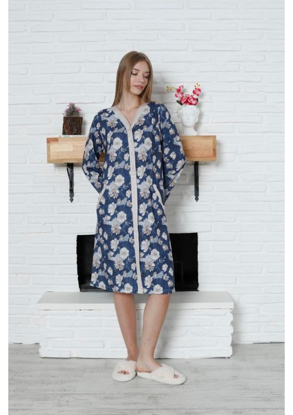 Viskon Desenli Lacivert Ev Elbisesi %100 Pamuk 2xl Lacive fiyatları