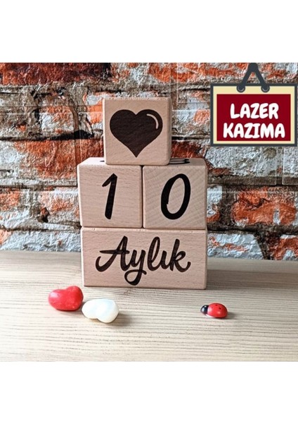4 Parçalı Doğal Ahşap Anı Küpleri, Lazer Kazımalı, Bebek ve Anne Için Şık Tasarım