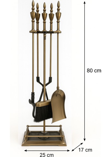 5’li Antik Pirinç Dövme Demir Şömine Alet Aksesuar Bakım Seti – Standlı, Dayanıklı ve Dekoratif fiyatları