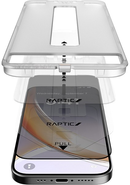 iPhone 17 Pro Raptic Air Glass 2.5d Privacy Hayalet Ekran Koruyucu 2 Adet Uygulama Aparatlı Siyah