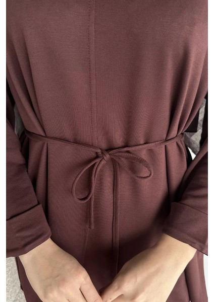 Bisiklet Yaka Yan Yırtmaç Detaylı Bel Bağlamalı Tesettür Tunik P-00019263 fırsatları