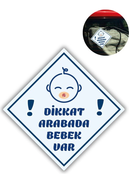 "dikkat Arabada Erkek Bebek Var - Emzikli" Uyarı Stickerı | Araba Camı Için 10X10 cm Etiket
