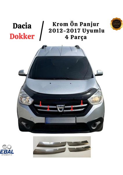 Dacia Dokker Krom Ön Panjur 4 Parça 2012-2017 Arası Paslanmaz Çelik