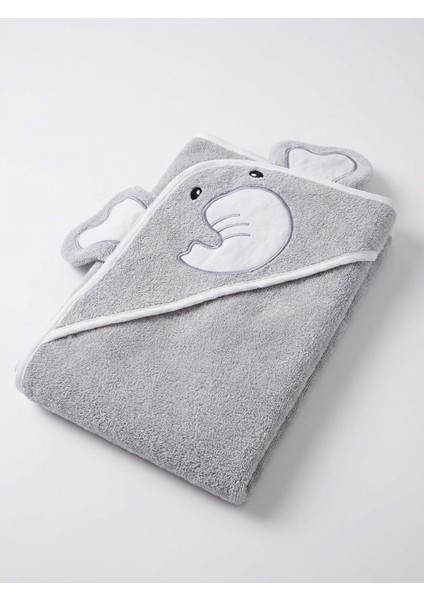 %100 Pamuk Fil Nakışlı Bebek Havlu Kundak 75X75 cm Elephant Gri fiyatları