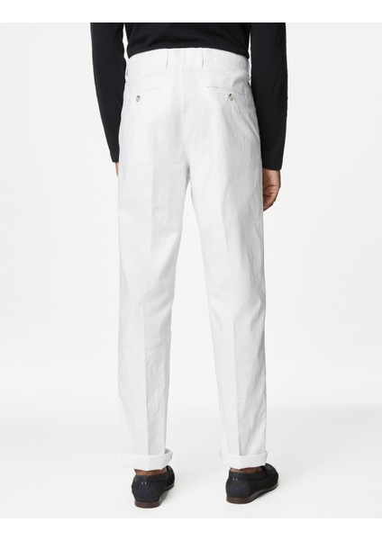 Regular Fit Keten Chino Pantolon