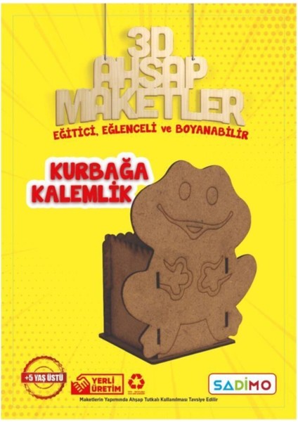 3D Boyanabilir Ahşap Kurbağa Kalemlik Seti, Kahverengi, 16.5X13.5X8.5 cm (5 Adet) fiyatları