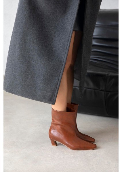 Viva Kadın Kırışık Deri Bot Taba