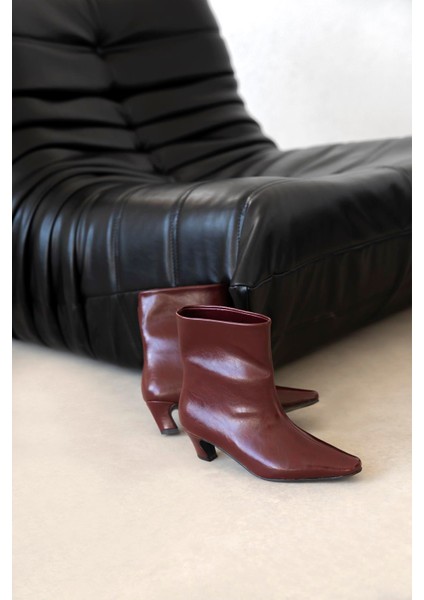 Viva Kadın Kırışık Deri Bot Açık Bordo fiyatları