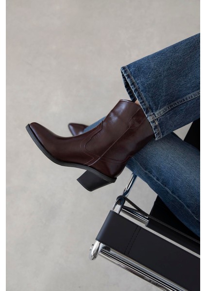 Maven Kadın Kırışık Deri Topuklu Bot Bordo