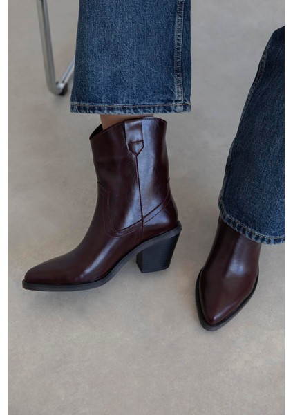 Maven Kadın Kırışık Deri Topuklu Bot Bordo fiyatları
