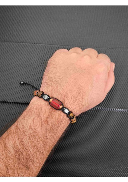 Sıkma Kehribar-Kaplangözü-Jasper Doğaltaş Bileklik Takı Aksesuar Erkek Bileklik fiyatları