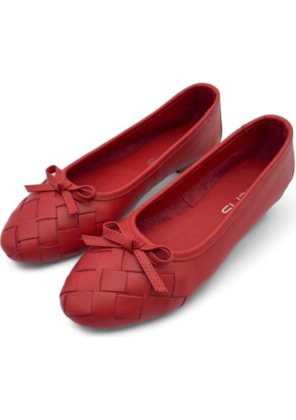 Chic Kırmızı Hakiki Deri Fiyonk Detaylı Kadın Günlük Babet fiyatları