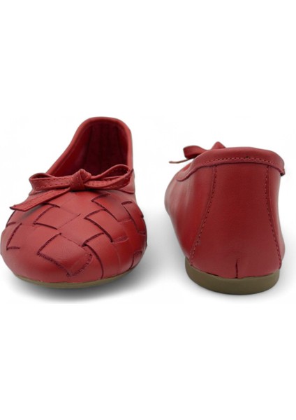 Chic Kırmızı Hakiki Deri Fiyonk Detaylı Kadın Günlük Babet indirimleri